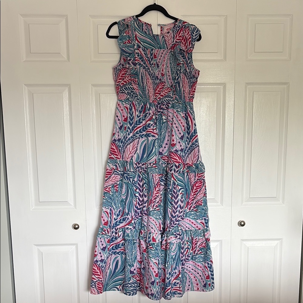 NWT Banjanan Tropical Print Maxi Dress - Pink and Blue